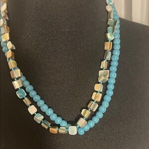 Chic Turquoise and shells Beaded Necklace duel strand
